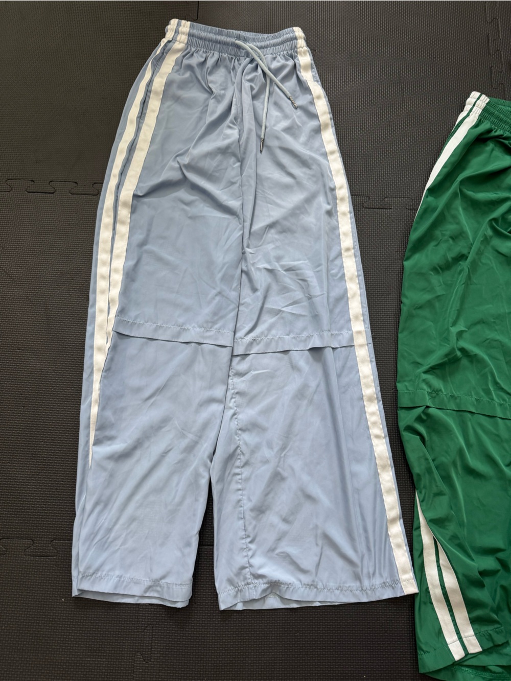 Edikted Light Blue Joggers with White Side Stripes